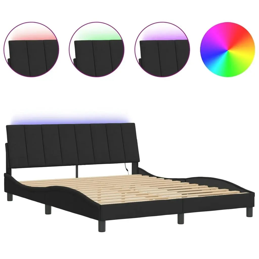 Bed Frame with LED Light Black 152x203 cm Velvet 3214171