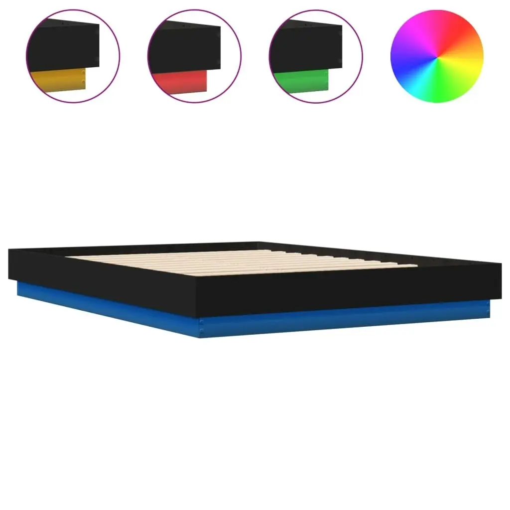 Bed Frame with LED Lights Black 150x200 cm 3209787