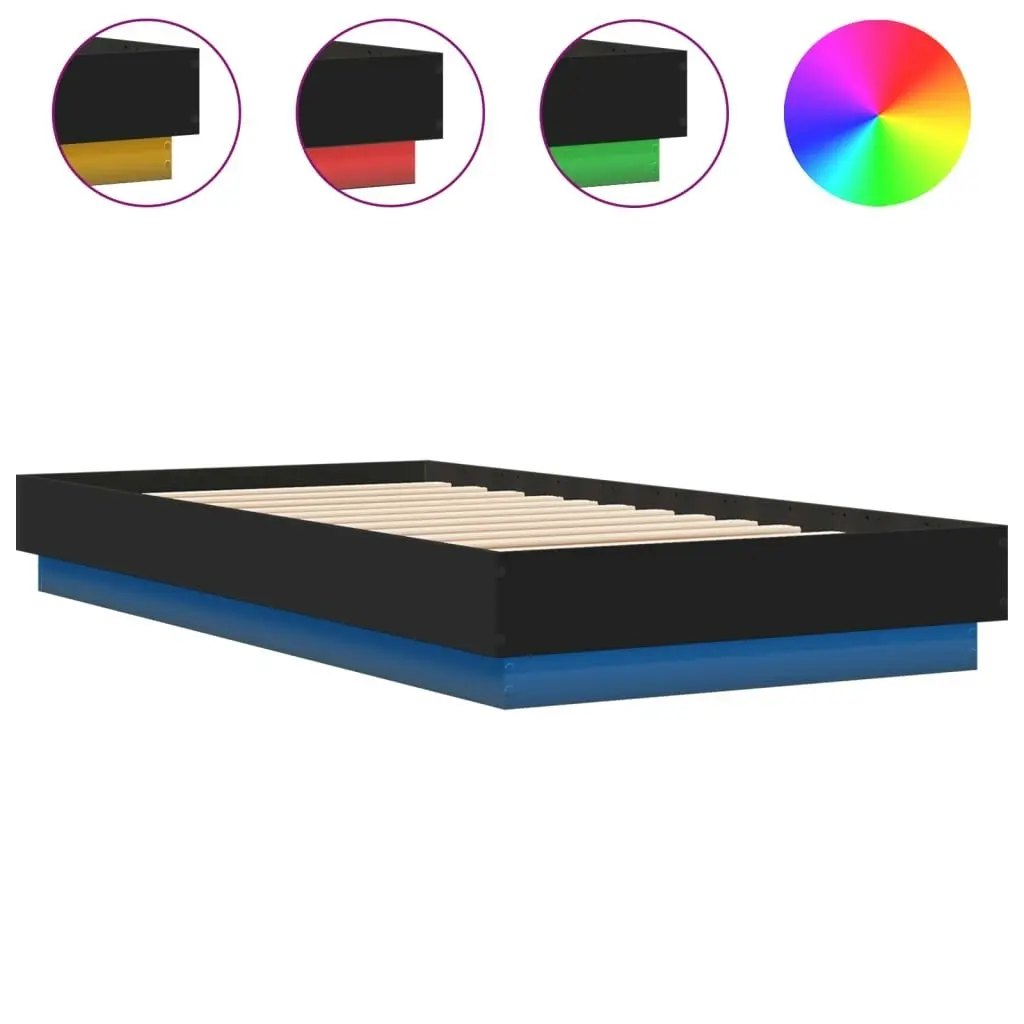 Bed Frame with LED Lights Black 90x190 cm 839540