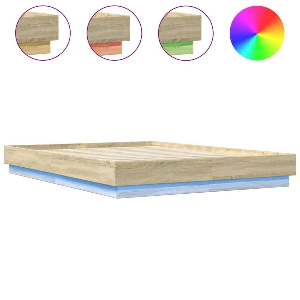 Bed Frame with LED Lights Sonoma Oak 150x200 cm 3209788