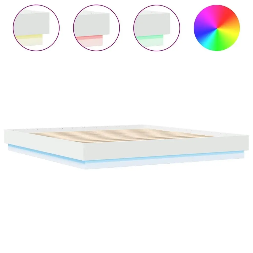 Bed Frame with LED Lights White 183x203 cm King Size 3209772