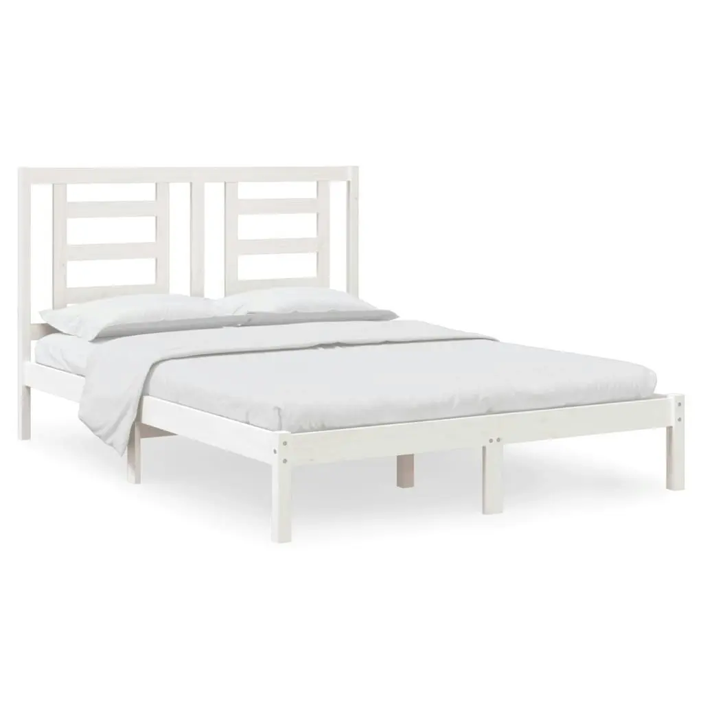 Bed Frame without Mattress White 135x190 cm Solid Wood Pine 3104324