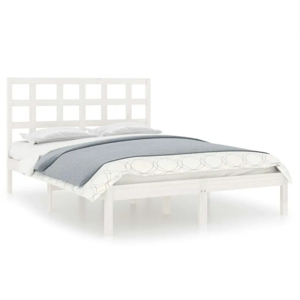 Bed Frame White Solid Wood 183x203 cm King Size 3105486