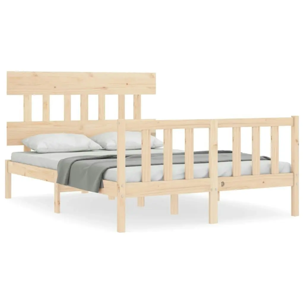 Bed Frame with Headboard 137x187 cm Double Size Solid Wood 3193311