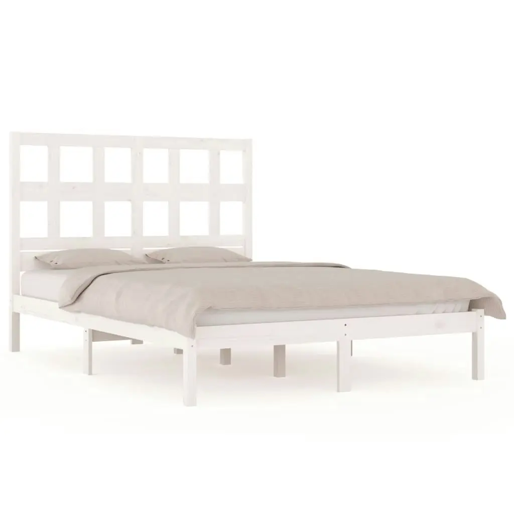 Bed Frame without Mattress White 150x200 cm Solid Wood Pine 3104484