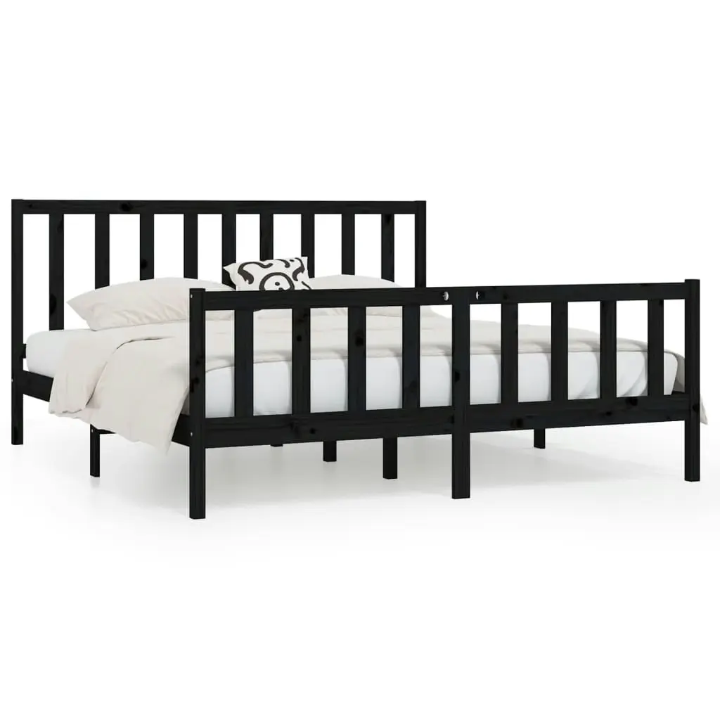 Bed Frame without Mattress Black 183x203 cm King Solid Wood 3106852