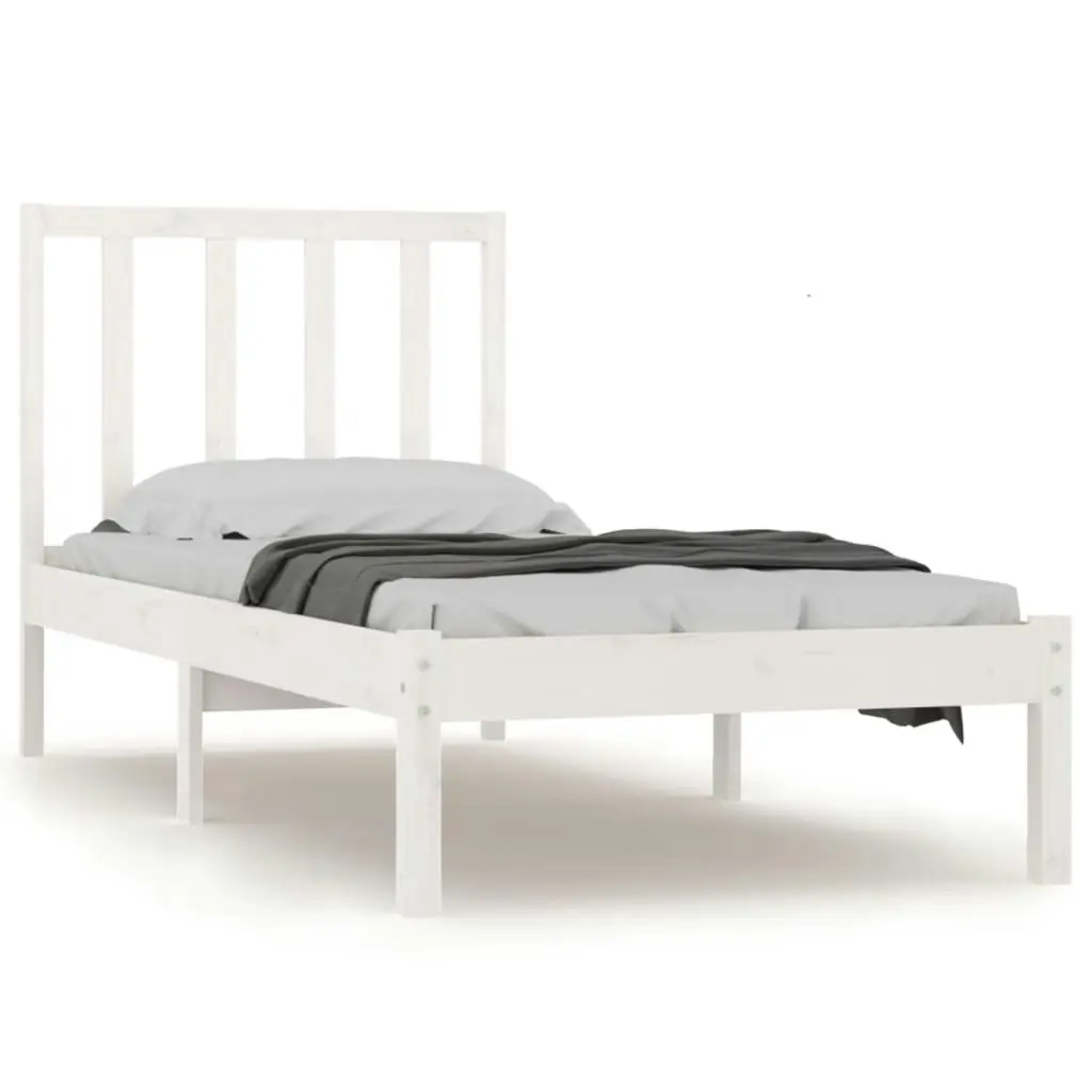 Bed Frame without Mattress White Solid Wood Pine 90x190 cm 3105102