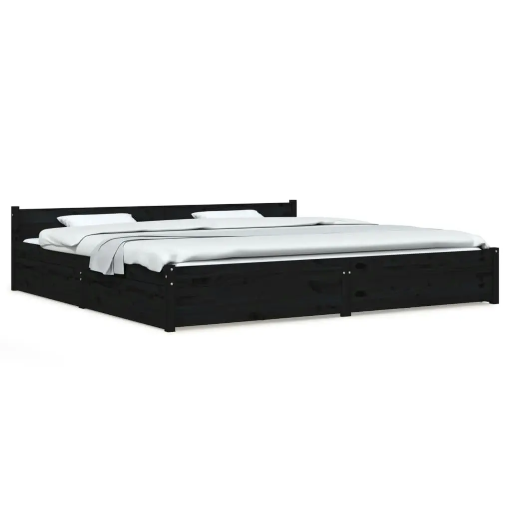 Bed Frame without Mattress with Drawers Black 183x203 cm King 3103578