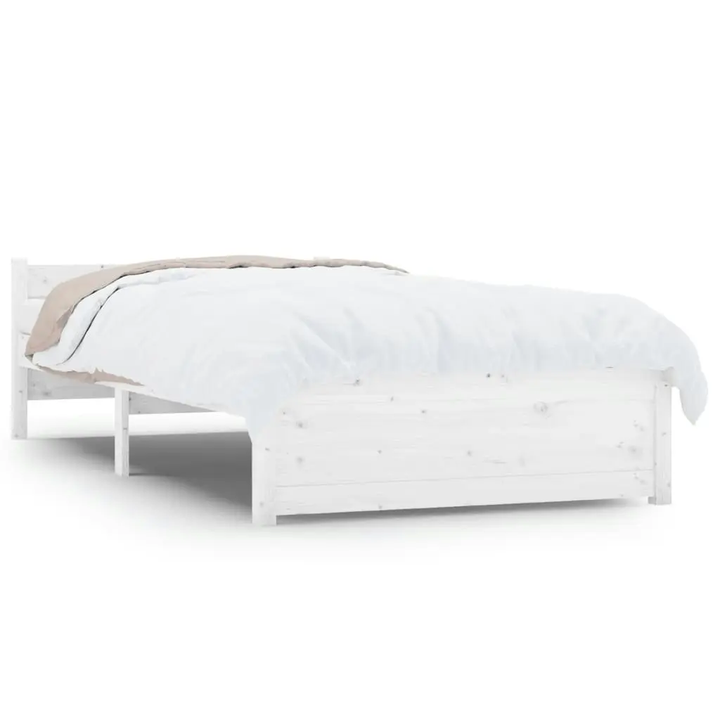 Bed Frame White Solid Wood 92x187 cm Single Size 815010