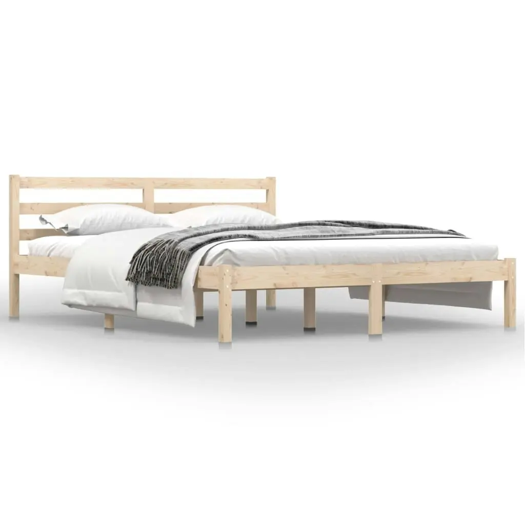 Bed Frame Solid Wood Pine 153x203 cm Queen Size 810435