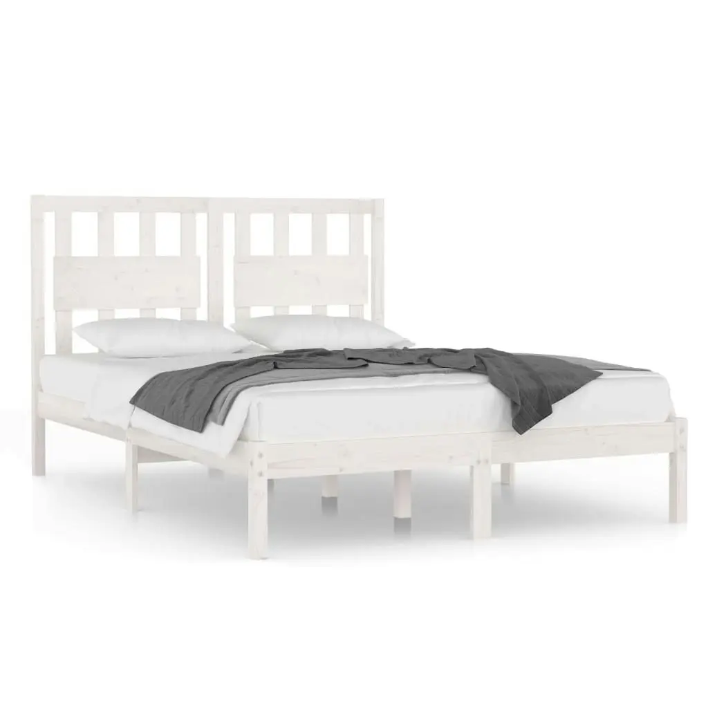 Bed Frame without Mattress White Solid Wood 183x203 cm King 3103949