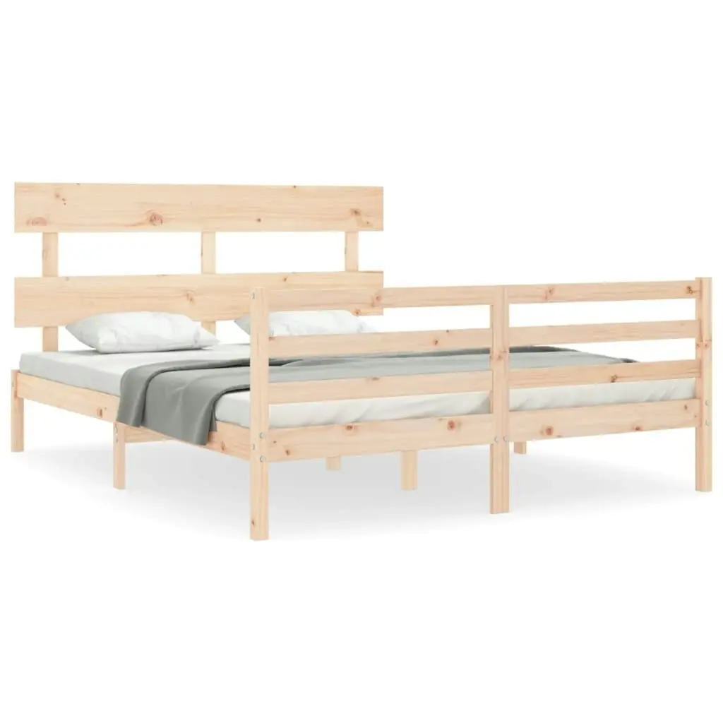 Bed Frame with Headboard  153x203 cm Queen Solid Wood 3195096