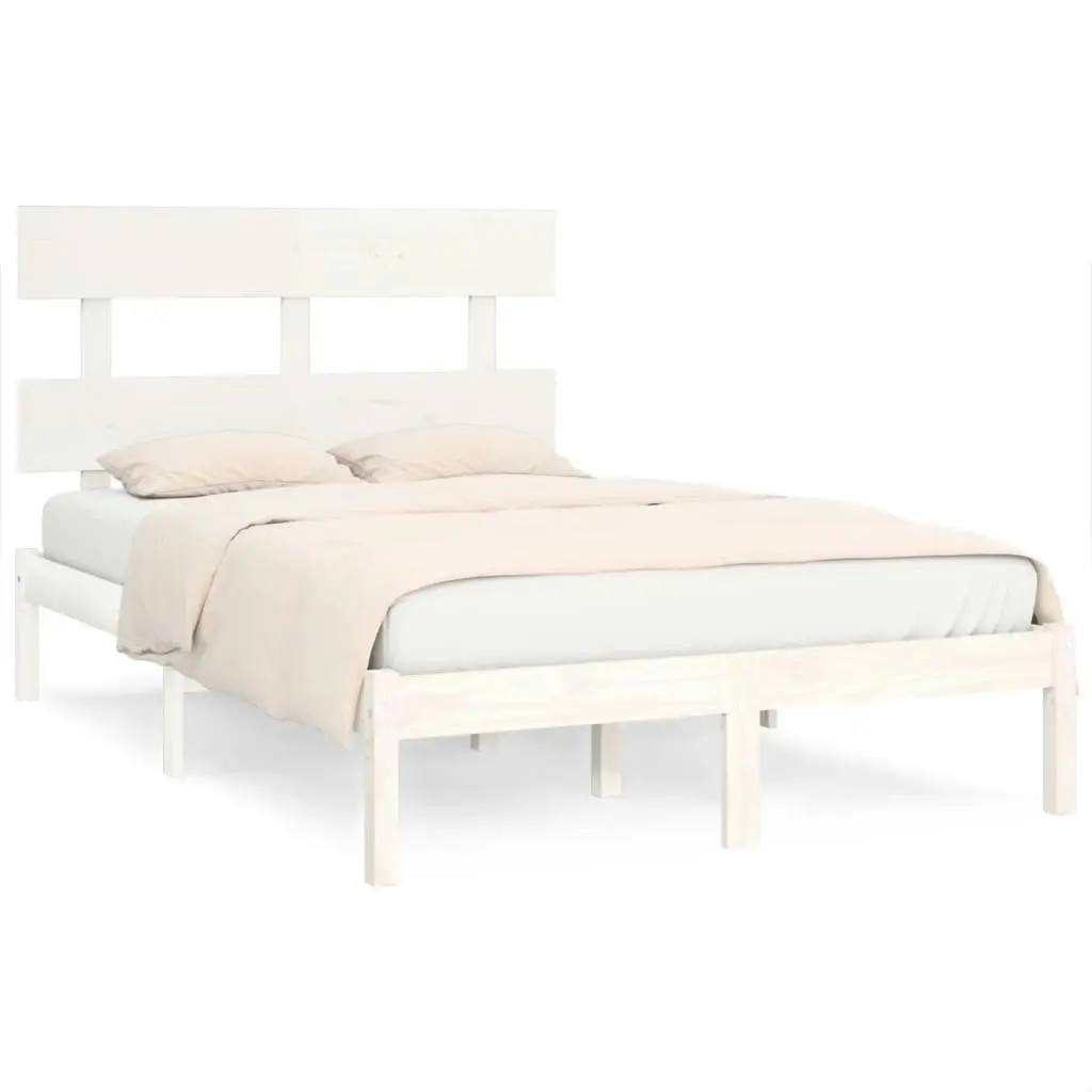 Bed Frame without Mattress White 150x200 cm Solid Wood 3104679