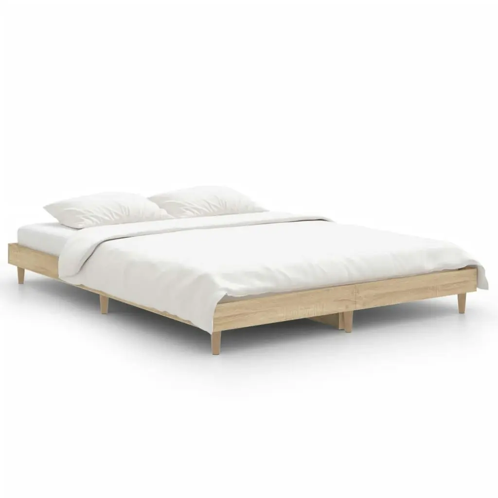 Bed Frame Sonoma Oak 137x187 cm Double Size Engineered Wood 832080