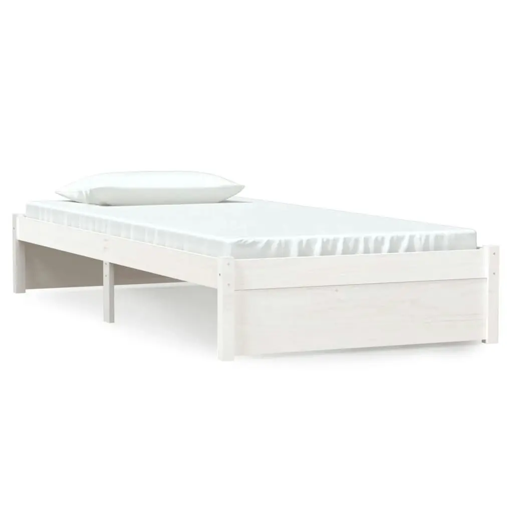 Bed Frame White Solid Wood 92x187 cm Single Size 814915