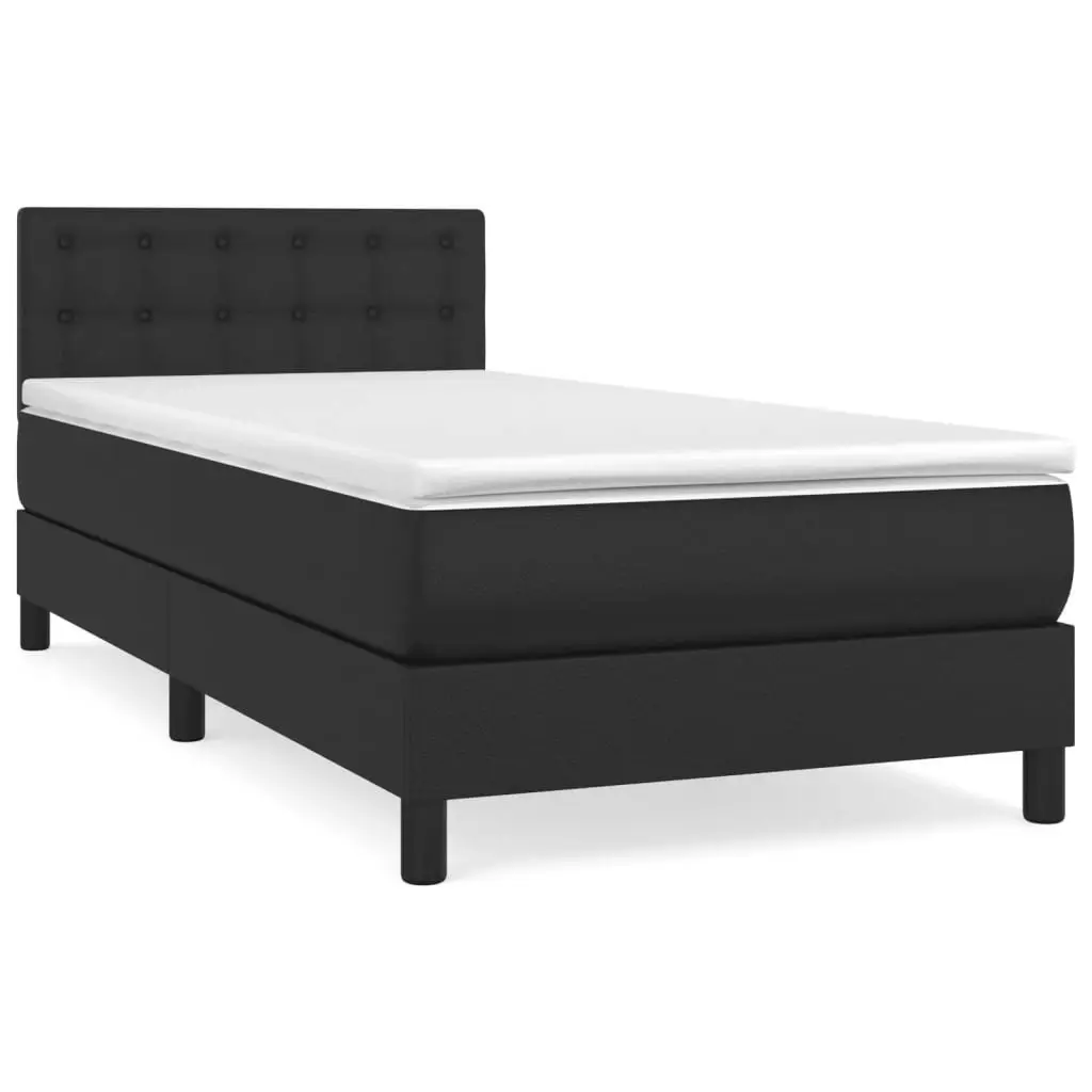 Box Spring Bed with Mattress Black 100x200 cm Faux Leather 3189209