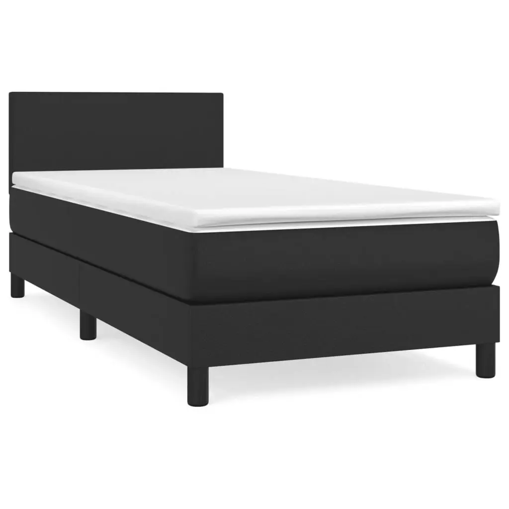 Box Spring Bed with Mattress Black 100x200 cm Faux Leather 3189208