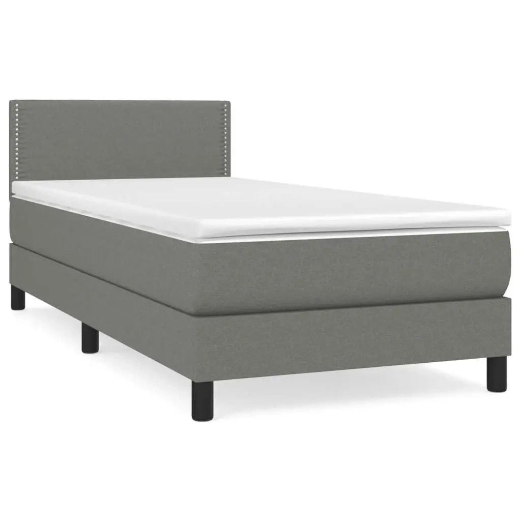 Box Spring Bed with Mattress Dark Grey 100x200 cm Fabric 3189202