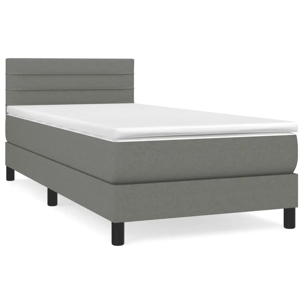 Box Spring Bed with Mattress Dark Grey 100x200 cm Fabric 3189204