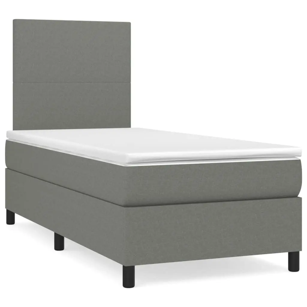 Box Spring Bed with Mattress Dark Grey 106x203 cm King Single Size Fabric 3145062