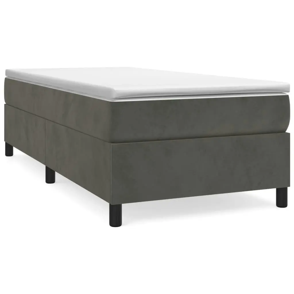 Box Spring Bed with Mattress Dark Grey 106x203 cm King Single Size Velvet 3144723