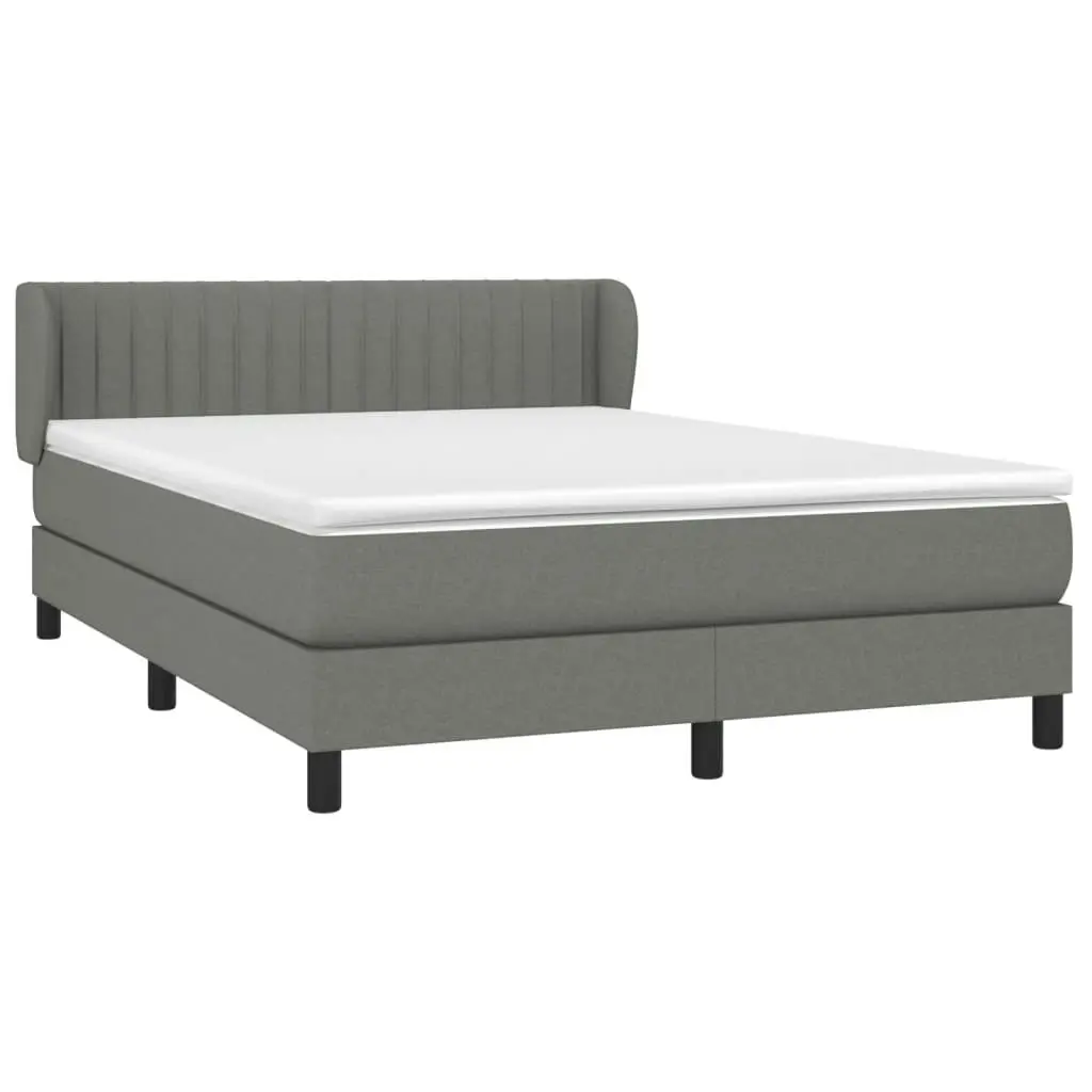 Box Spring Bed with Mattress Dark Grey 137x187 cm Double Size Fabric 3283343