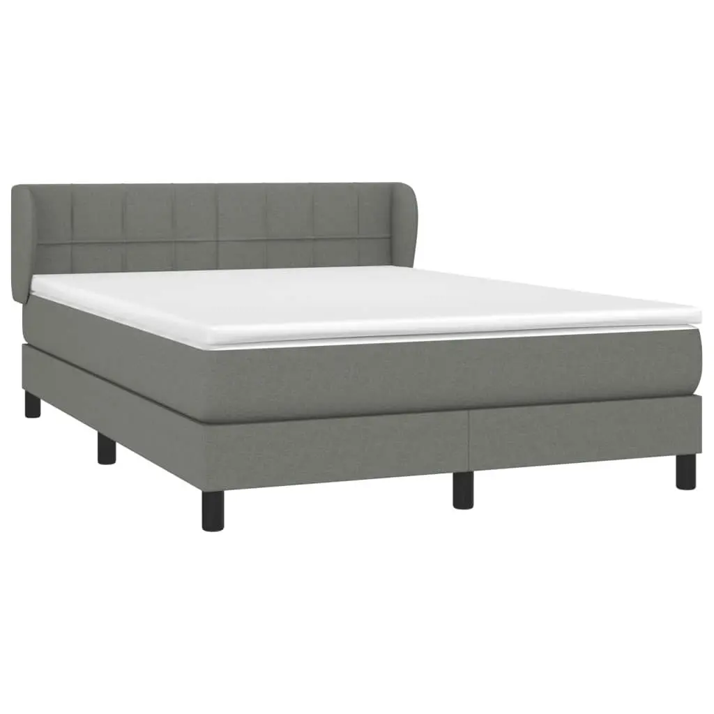 Box Spring Bed with Mattress Dark Grey 137x187 cm Double Size Fabric 3283339