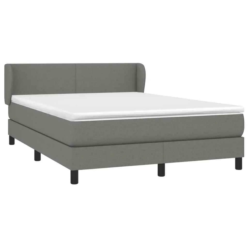 Box Spring Bed with Mattress Dark Grey 137x187 cm Double Size Fabric 3283335