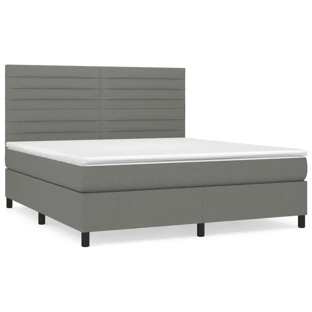 Box Spring Bed with Mattress Dark Grey 153x203 cm Queen Size Fabric 3145070