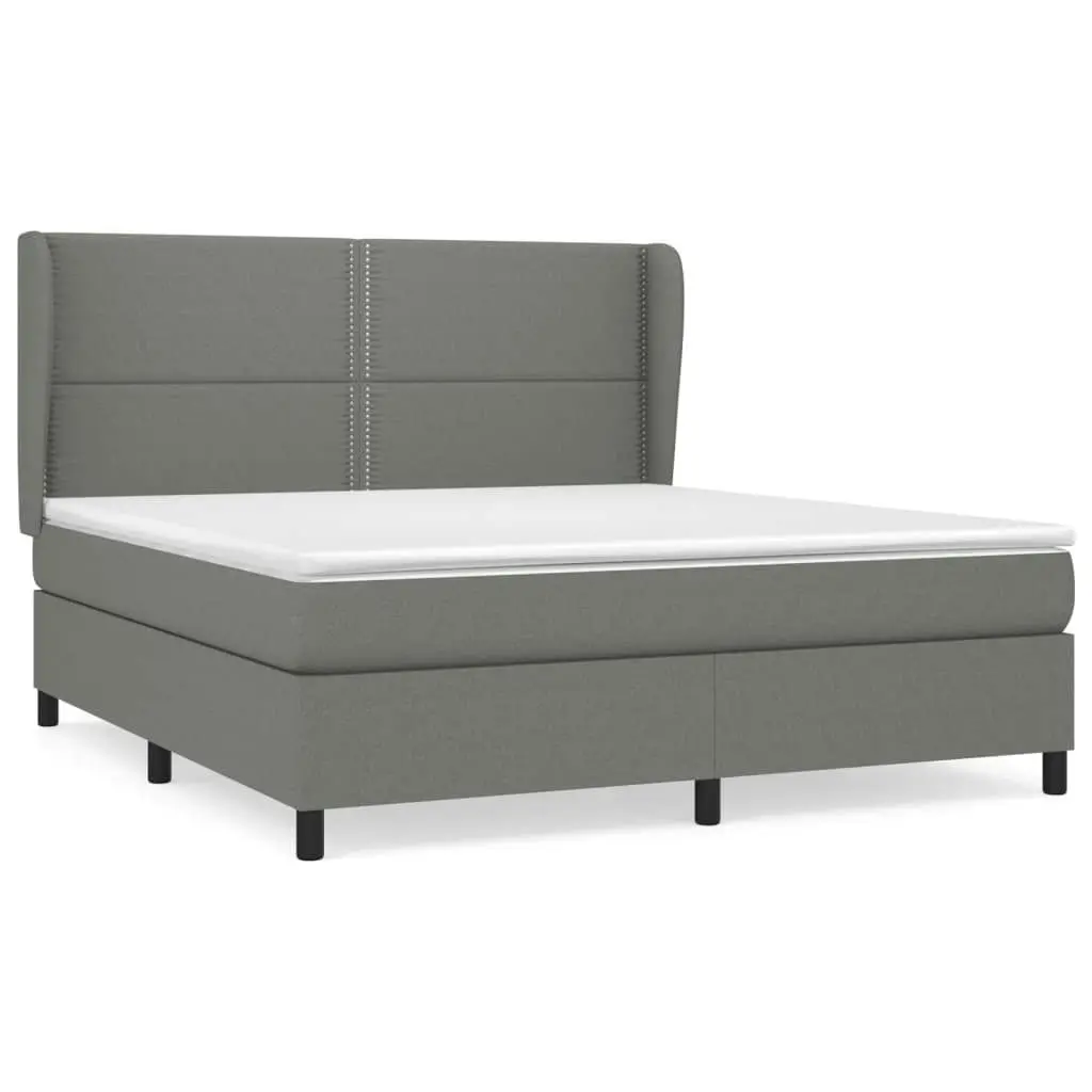 Box Spring Bed with Mattress Dark Grey 153x203 cm Queen Size Fabric 3145115