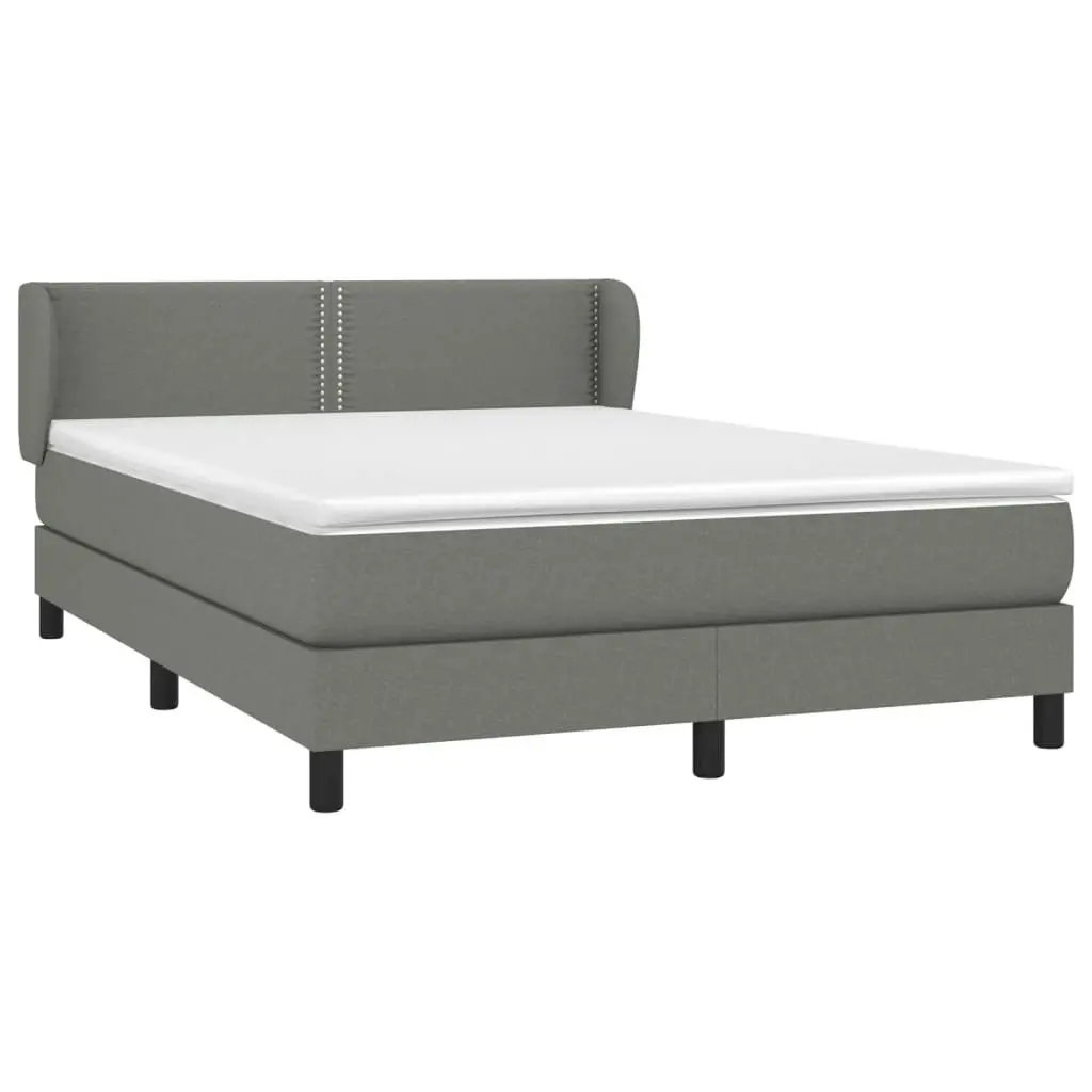 Box Spring Bed with Mattress Dark Grey 153x203 cm Queen Size Fabric 3283351