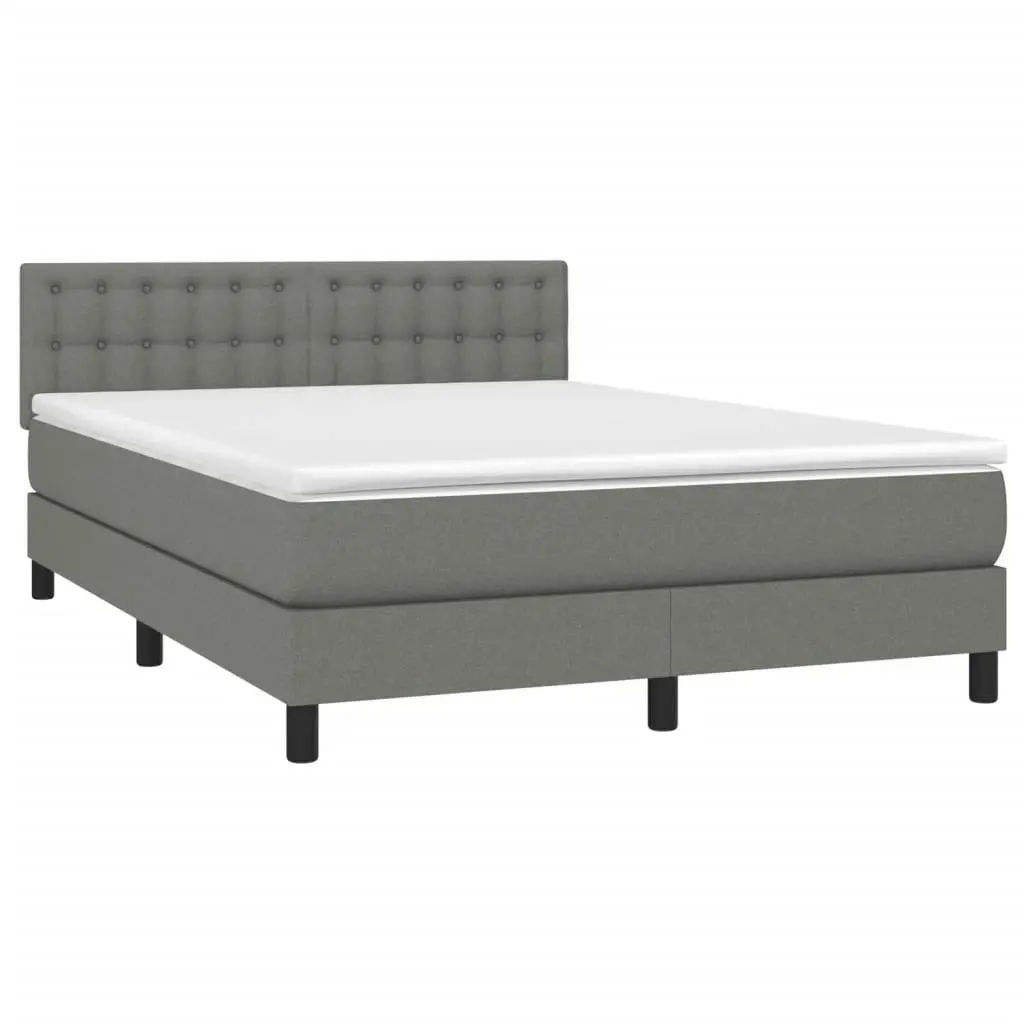 Box Spring Bed with Mattress Dark Grey 153x203 cm Queen Size Fabric 3283202