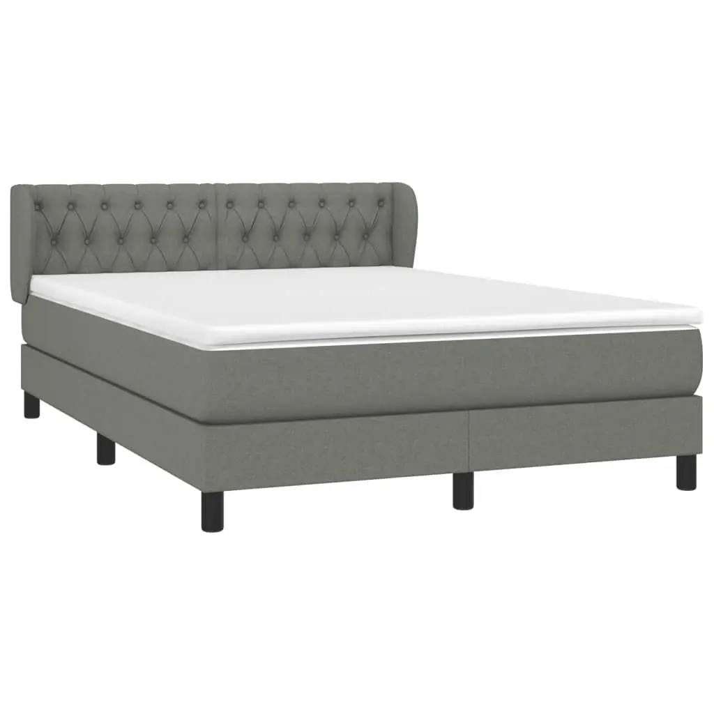 Box Spring Bed with Mattress Dark Grey 153x203 cm Queen Size Fabric 3283359