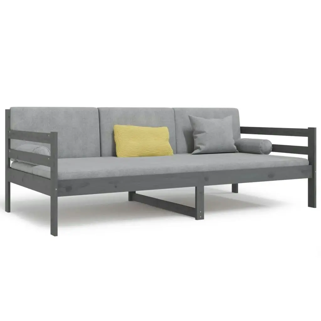 Day Bed Grey 92x187 cm Single Size Solid Wood Pine 814641