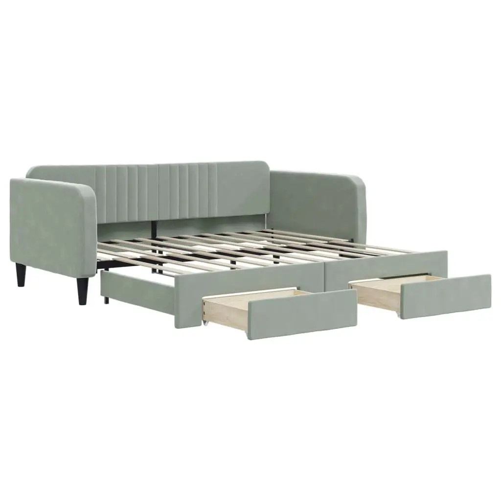 Daybed with Trundle&Drawers without Mattress Light Grey 90x190 cm 3197124