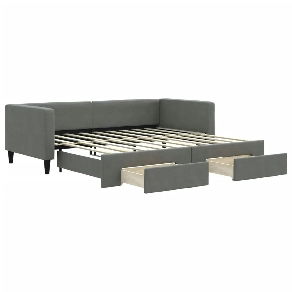 Daybed with Trundle and Drawers Dark Grey 90x190 cm Fabric 3196625