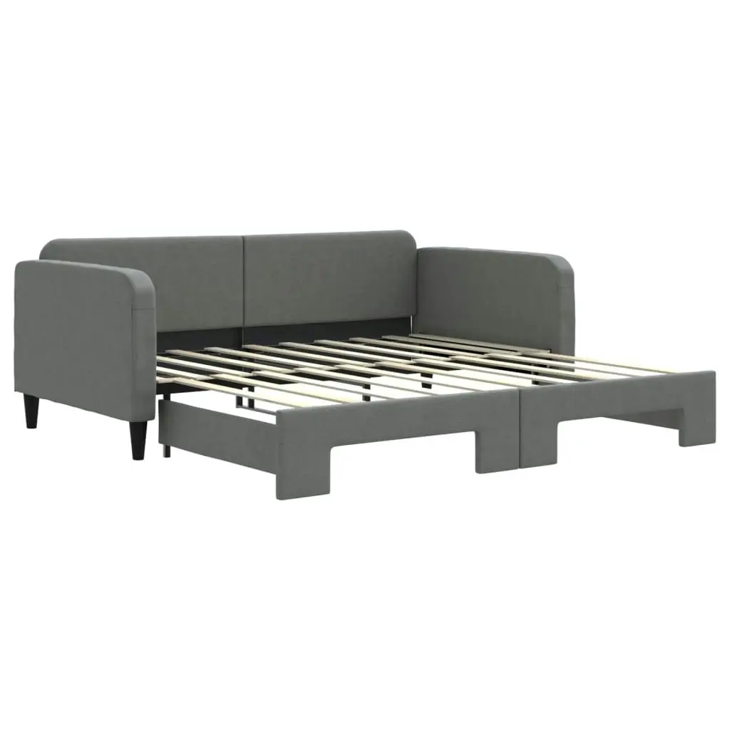 Daybed with Trundle Dark Grey 92x187 cm Single Size Fabric 3196827