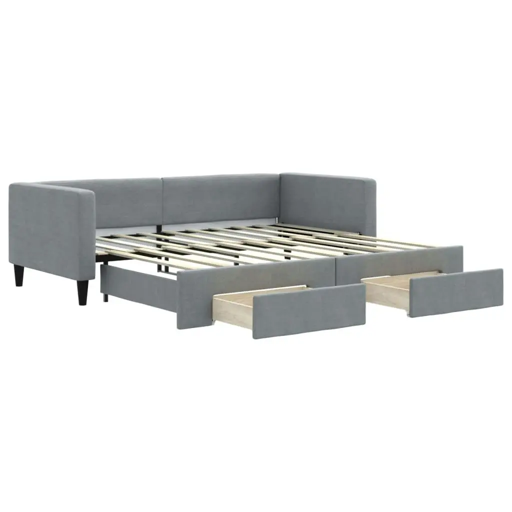 Daybed with Trundle and Drawers Light Grey 90x190 cm Fabric 3196624