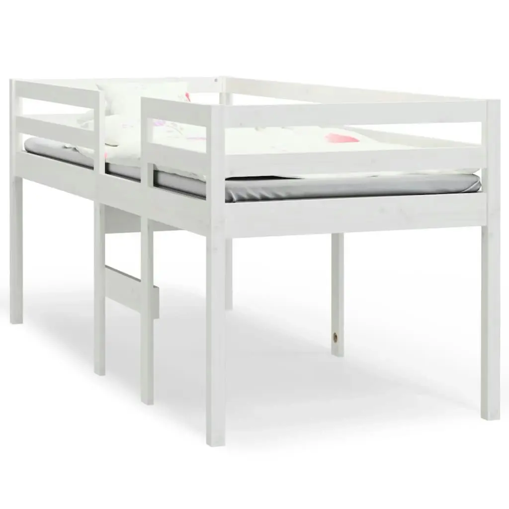 High Sleeper Bed White 92x187 cm Single Size Solid Wood Pine 821615