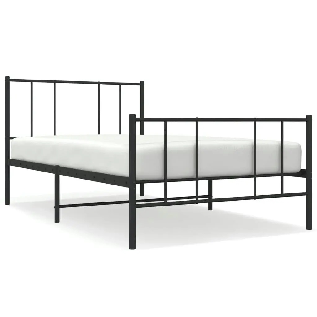 Metal Bed Frame without Mattress with Footboard Black 107x203 cm King Single 352494