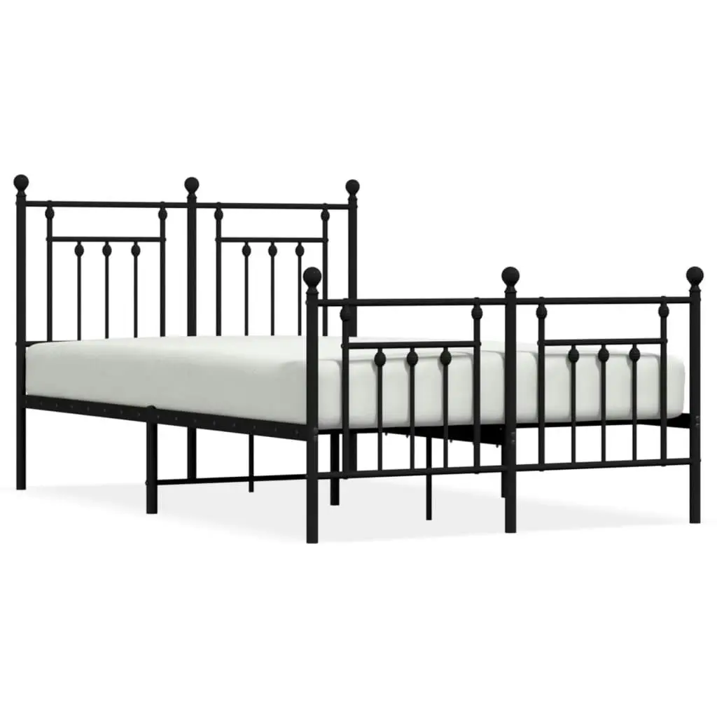 Metal Bed Frame without Mattress with Footboard Black 135x190 cm 353554