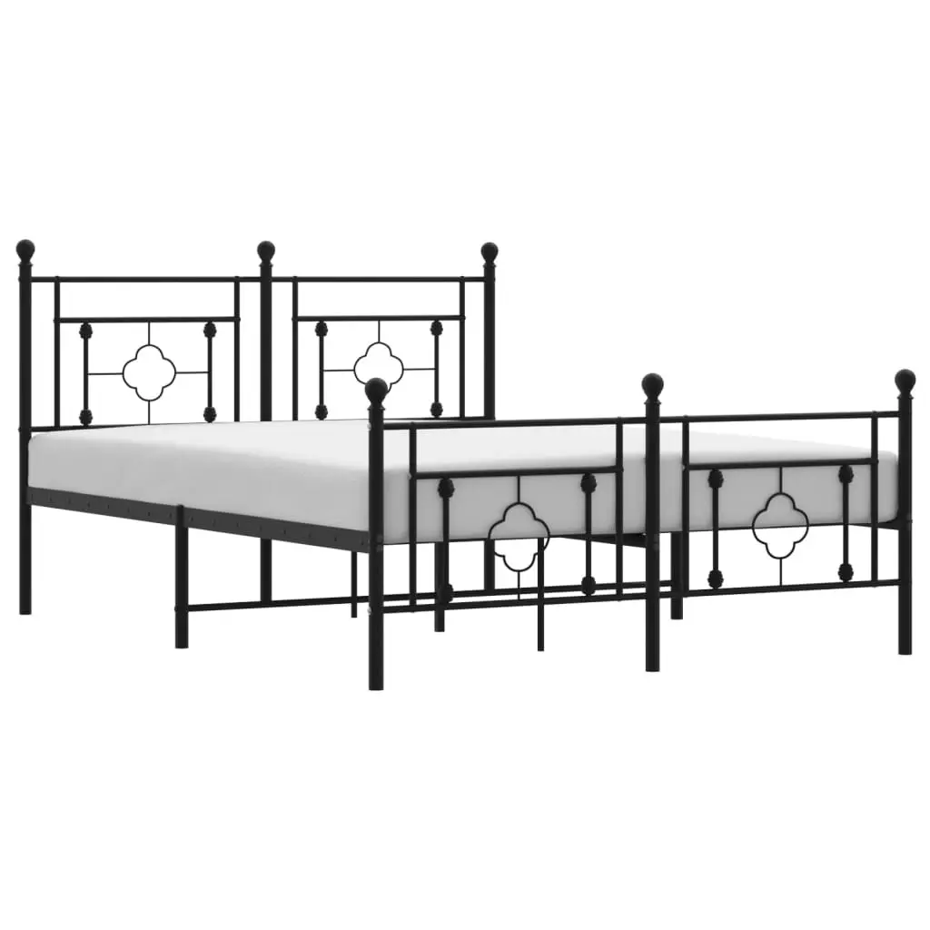 Metal Bed Frame without Mattress with Footboard Black 135x190 cm 374356