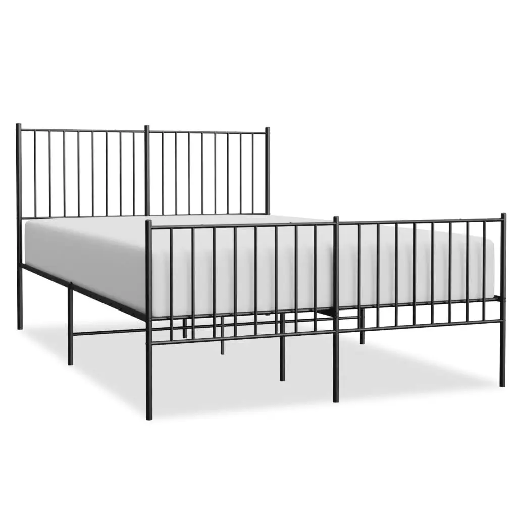 Metal Bed Frame with Headboard and Footboard Black 137x187 cm Double 350881