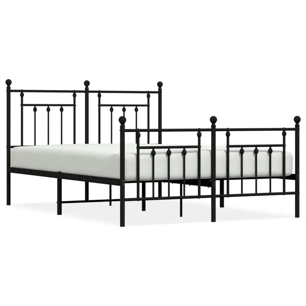 Metal Bed Frame with Headboard and Footboard Black 153x203 cm Queen Size 353557