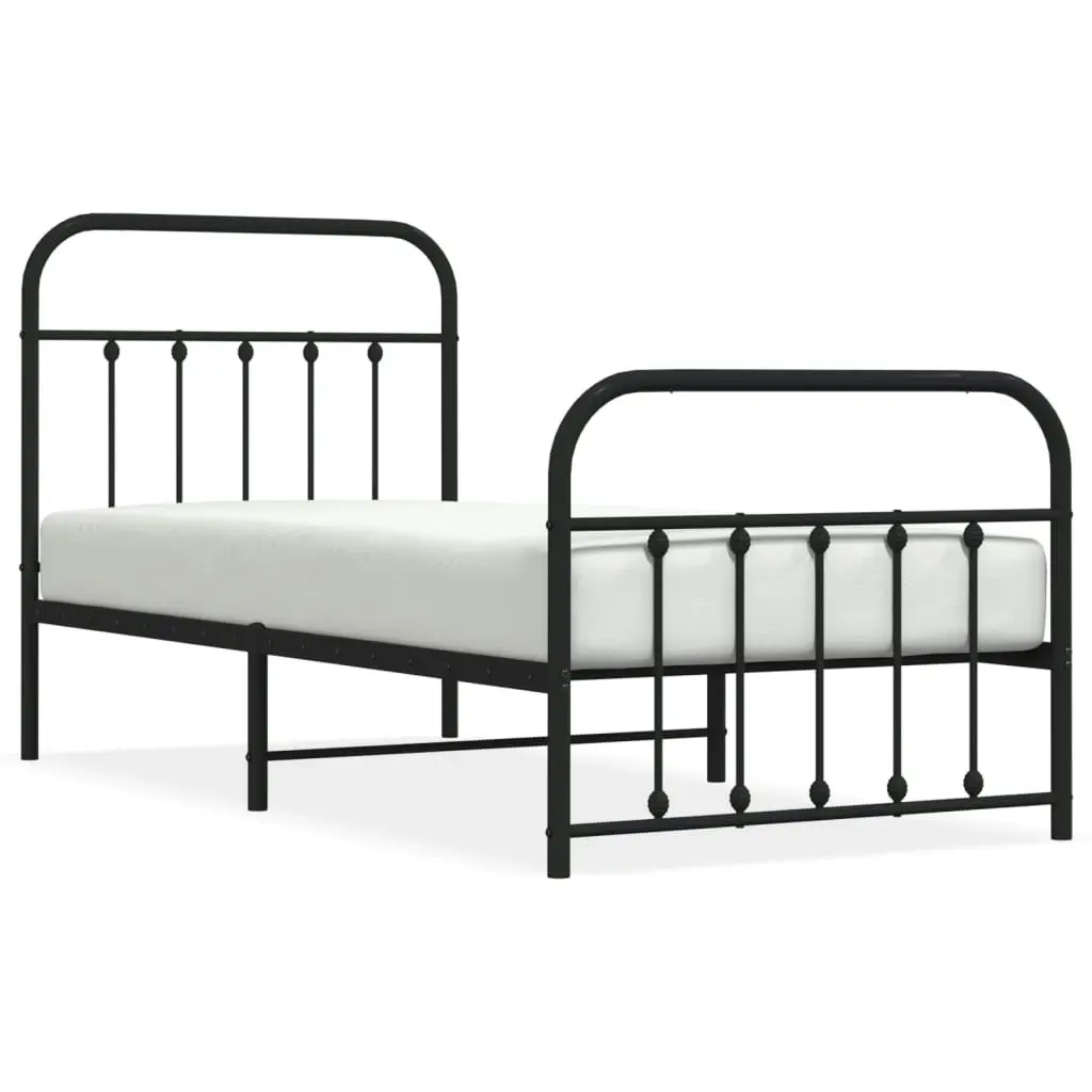 Metal Bed Frame without Mattress with Footboard Black 90x190 cm 352588