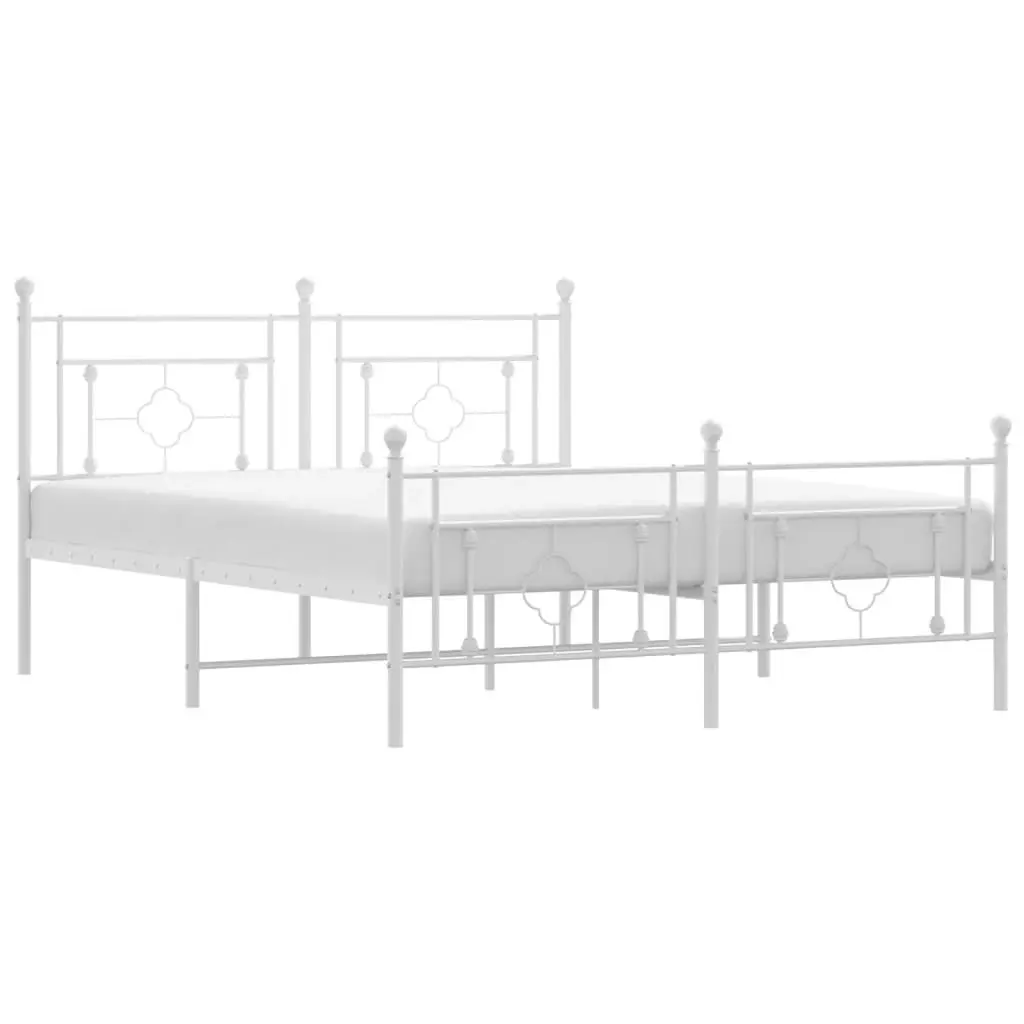 Metal Bed Frame without Mattress with Footboard White 150x200 cm 374408