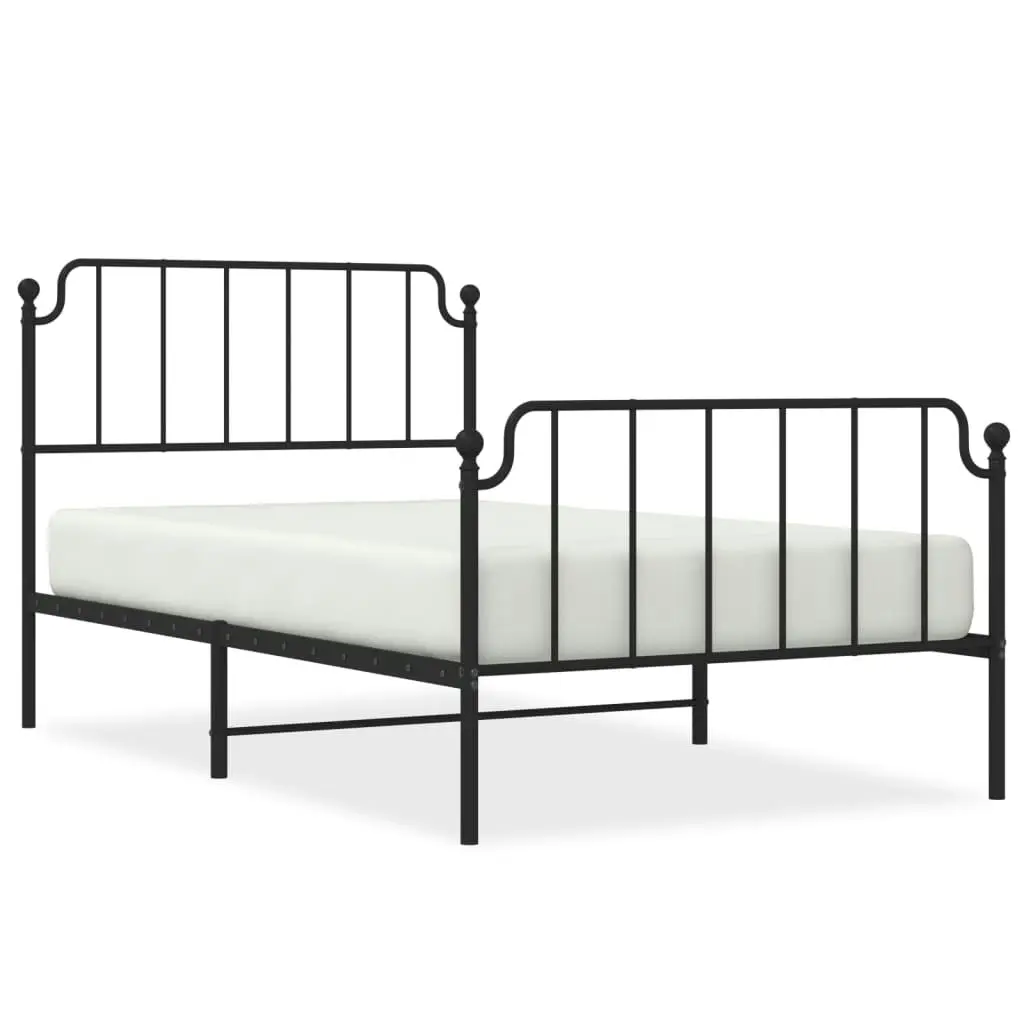 Metal Bed Frame with Headboard and FootboardÂ Black 107x203 cm 373901