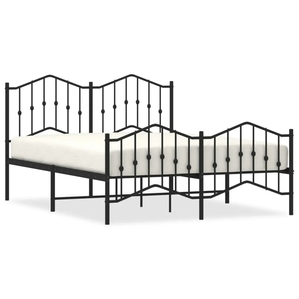 Metal Bed Frame with Headboard and FootboardÂ Black 135x190 cm 373806