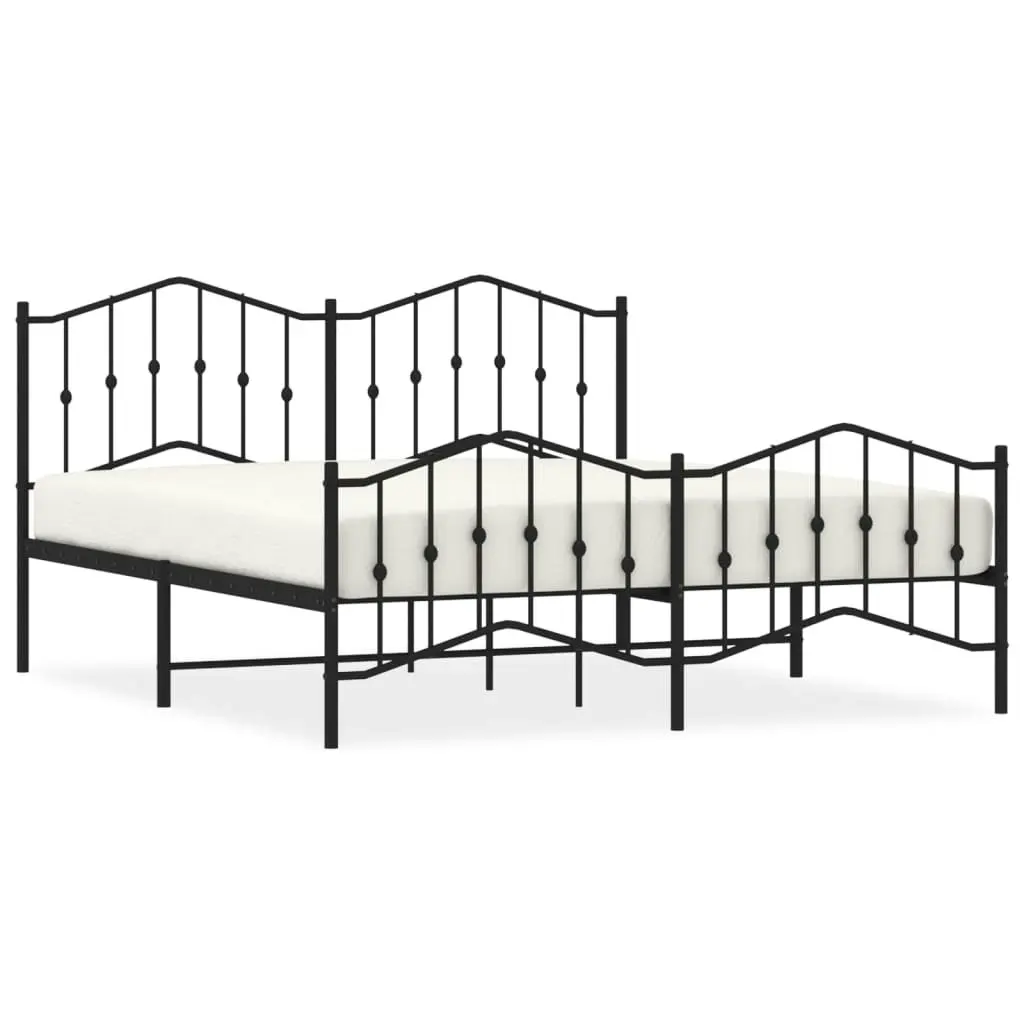 Metal Bed Frame with Headboard and FootboardÂ Black 183x203 cm King Size 373811