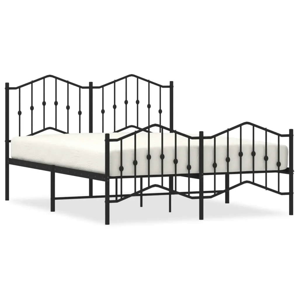 Metal Bed Frame with Headboard and FootboardÂ Black 150x200 cm 373809